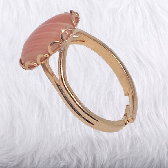 Gold Tone Adjustable Ring with Natural Gemstone - Picture 4 of 7